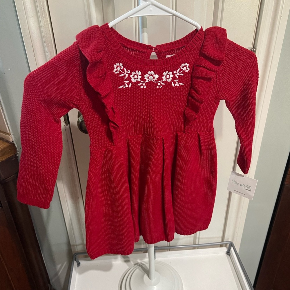 NWT Little Planet by Carters 100% organic cotton sweater dress 18M